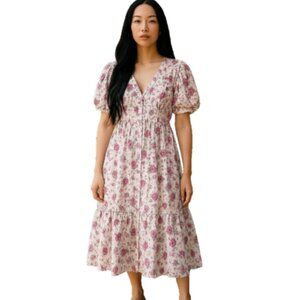 Derek Lam Collective Plus Size 3XL Floral V-Neck Puff Sleeve Dress Designer